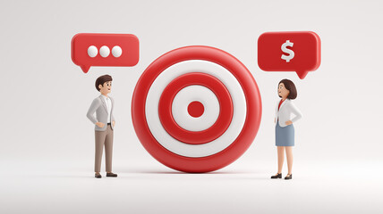 Business Target Communication Concept. Discussion of business goals. Strategic alignment meeting, shared vision and planning dialogue.