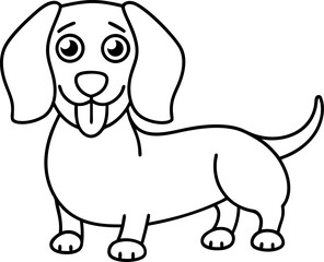 Obraz premium happy dachshund dog with tongue out, cute pet standing smiling