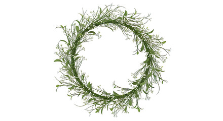 Green Wreath with Tiny White Flowers