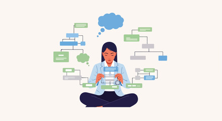 Fototapeta premium Thought Organization System for Cognitive Clarity and Strategy illustration