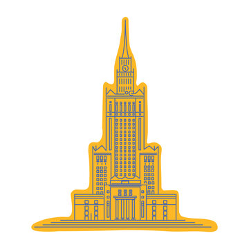Palace of Culture and Science in Warsaw. Famous polish landmark and soviet style architecture vector.