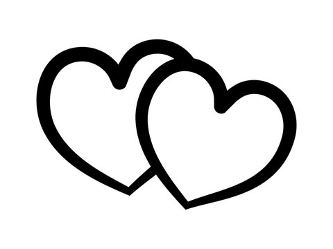 Hand Drawn Double Hearts Symbol for Romantic Couple, Love Notification and Valentine&rsquo;s Day Design