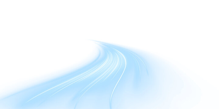 Flowing light lines stretch forward with dynamic energy. Warm orange and cool blue tones blend smoothly. Abstract speed and motion concept for digital design. PNG.