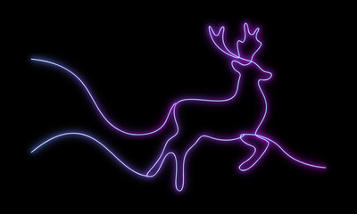 Fototapeta premium Neon Deer Line Art Design