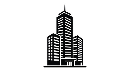 Fototapeta premium Modern city skyline featuring tall buildings in a striking black silhouette