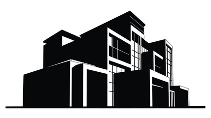 Fototapeta premium Modern architectural building design in stark black and white silhouette