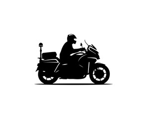 Fototapeta premium Silhouette of a Motorcyclist in Black