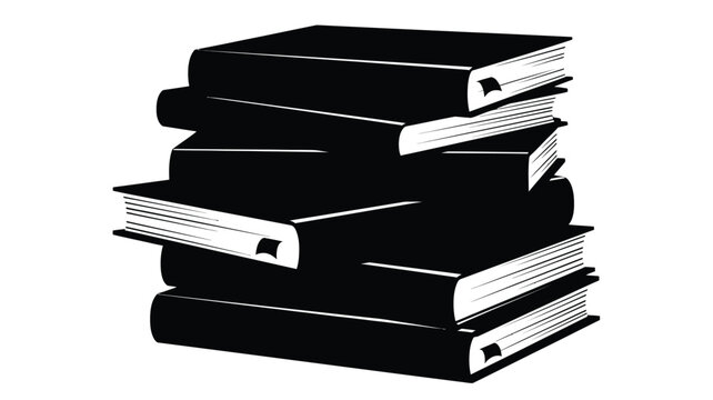A striking stack of books presented in a bold black silhouette