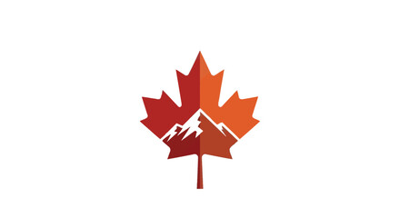 Maple Leaf with Mountains Logo Design.