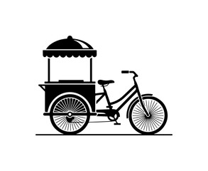 Black Silhouette of a Vintage Ice Cream Bike