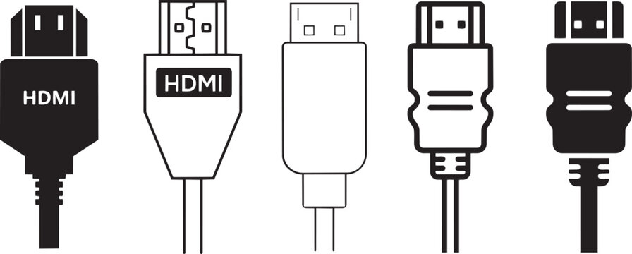 HDMI Cables Connectivity: Diverse HDMI cable configurations, vital for modern digital displays. Representing the core connection technology.