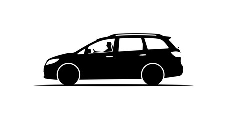 Fototapeta premium Black Silhouette of a Car in Vector Format