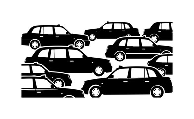 Naklejka premium Silhouette of Cars in Black and White