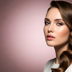 Naklejka premium Isolated beautiful women model portrait with smooth skin looking away
