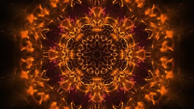 abstract fiery fractal kaleidoscopic starburst pattern background