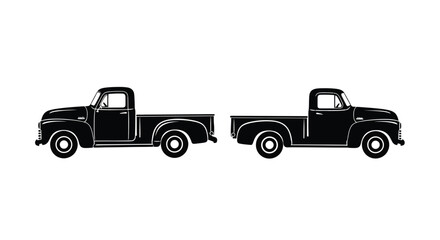 Vintage pickup trucks silhouette a classic automotive design side view illustration © SHANTI