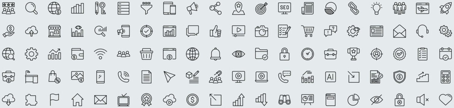 Digital Marketing icon mega collection. editable stroke. Vector illustration.