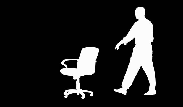 silhouette of a man with daily action in office