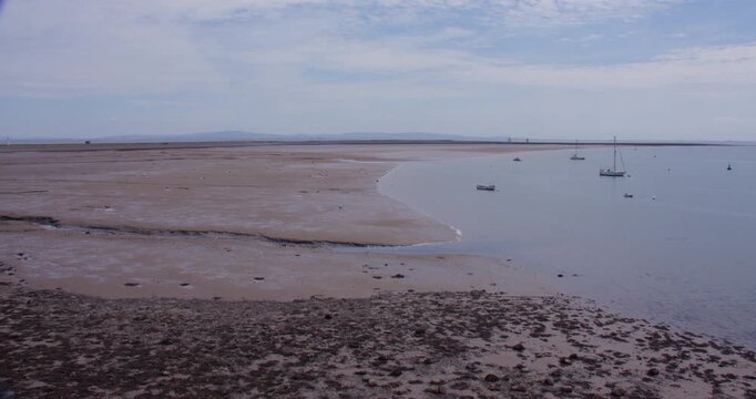 Extra wide shot of the mud flats at low tide at Roa island. At barrow in furness,