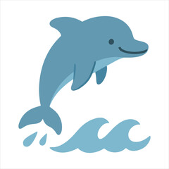 Obraz premium Dolphin Mid-Jump illustration, Cute Summer Clipart, Cute Little Summer Art, summer Beach design