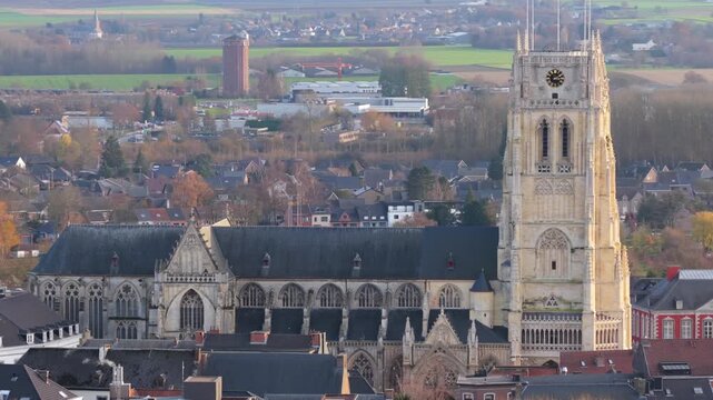 Aerial View Of Basilica of Our Lady - Old Cathedral of Tongeren In Tongres, Belgium.