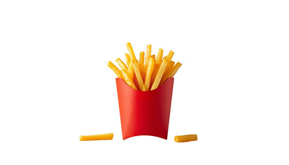 A red box of French fries on transparent background