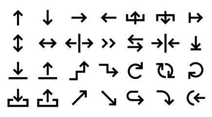 Set of black arrows. Arrows designed for presentations and workflow.