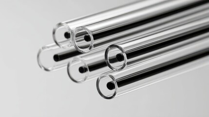 Clear glass tubes arranged in a mesmerizing pattern, showcasing elegance and simplicity in design