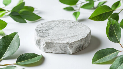 stone podium for product presentation on a white background.