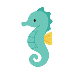 Obraz premium Seahorse illustration, Cute Summer Clipart, Cute Little Summer Art, summer Beach design element