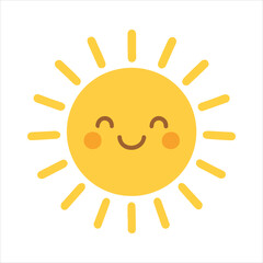 Fototapeta premium Smiling Sun illustration, Cute Summer Clipart, Cute Little Summer Art, summer Beach design element