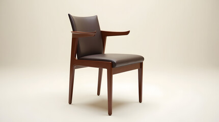 Fototapeta premium Elegant brown wooden chair with a modern design and armrests, perfect for stylish interiors.
