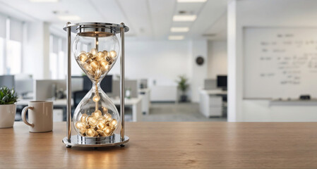 Elegant Steampunk Hourglass: Illuminated Desk Accessory for Modern Workspaces