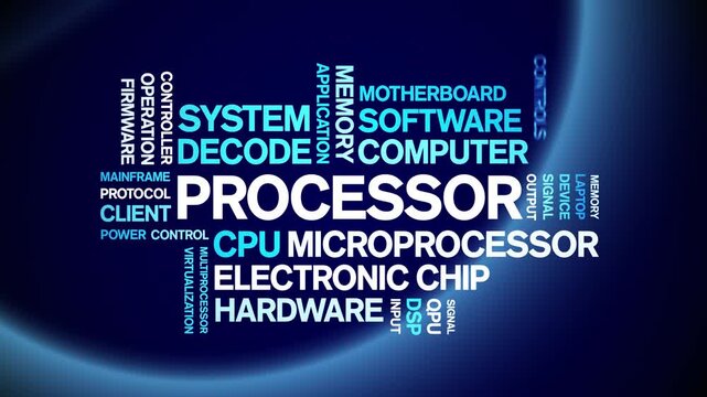 Processor animated word cloud-text design animation tag kinetic typography seamless loop.