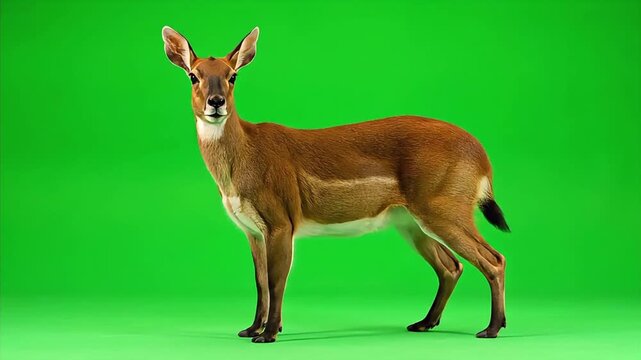 Female Nilgai Antelope Standing Still on a Green Screen Background