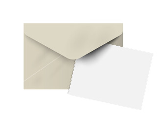 Beige realistic envelope with paper blank card