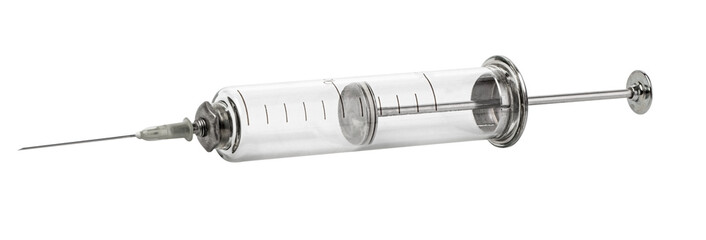 Obraz premium Vintage glass syringe showing antique medical tool for healthcare history