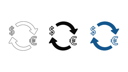 Obraz premium Dollar and Euro Currency Exchange Icon - Financial Transaction and Foreign Forex Trading Concept