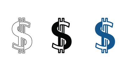Obraz premium Dollar Sign Currency Icon Set - Money, Banking, and Financial Success Symbol in Multiple Styles