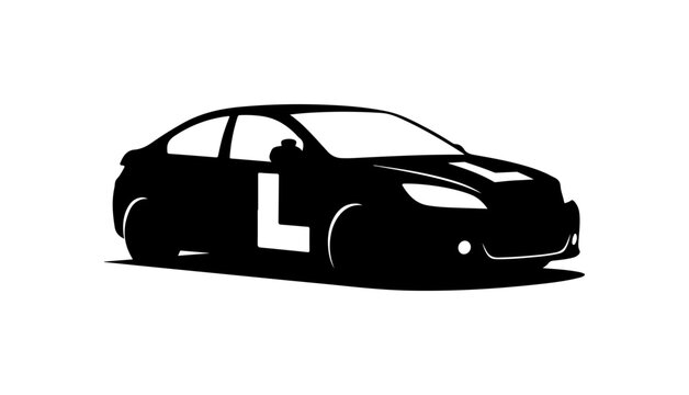 Black Silhouette Car with L Plate