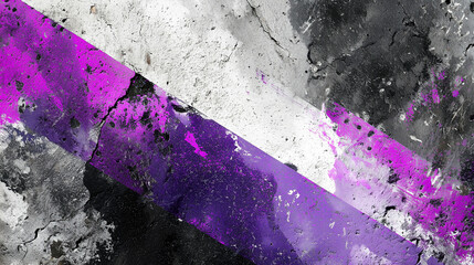 コンクリート壁に描かれた紫と黒のグランジ・グラフィティ