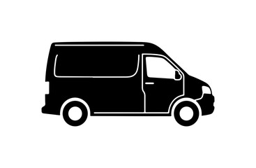 Black Silhouette Van Vector Illustration
