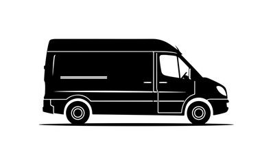Black Van Silhouette Vector Illustration