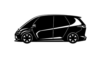 Black Silhouette of a Futuristic Electric Car