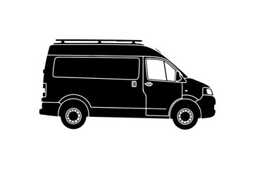 Black Silhouette Van Vector Illustration