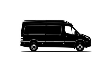 Black Van Silhouette Vector Illustration