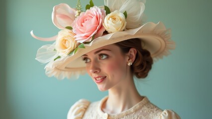 Elegant Woman Smiling Decorative Floral