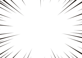 強調・驚きを表現するコミック調の集中線背景（黒）