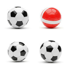 Soccer Ball Quartet on White Background.