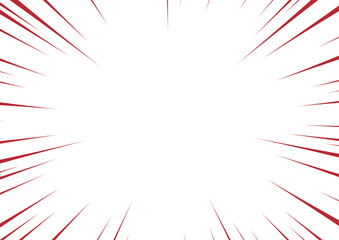 赤色の漫画風集中線・効果線イラスト（情熱・セール・インパクト）